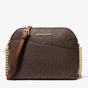 Michael Kors Jet Set Travel Med Logo Dome Crossbody XCROSS XBODY Bag
Brown 
NWT